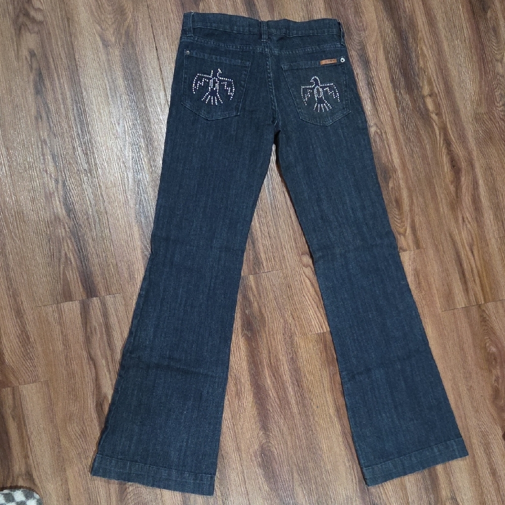 Thunderbird Western Dark Blue Flare Jeans with Embroidery